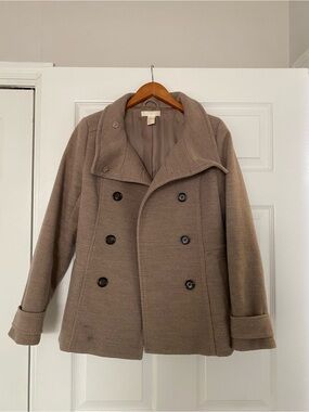 H&M Women’s Double-Breasted Wool Blend Peacoat - Taupe